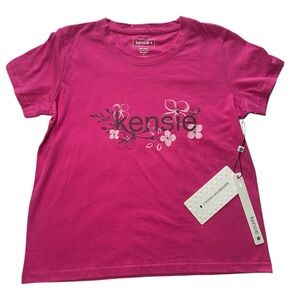 kensie Women's Pink Floral Short Sleeve T-shirt Size Medium NWT